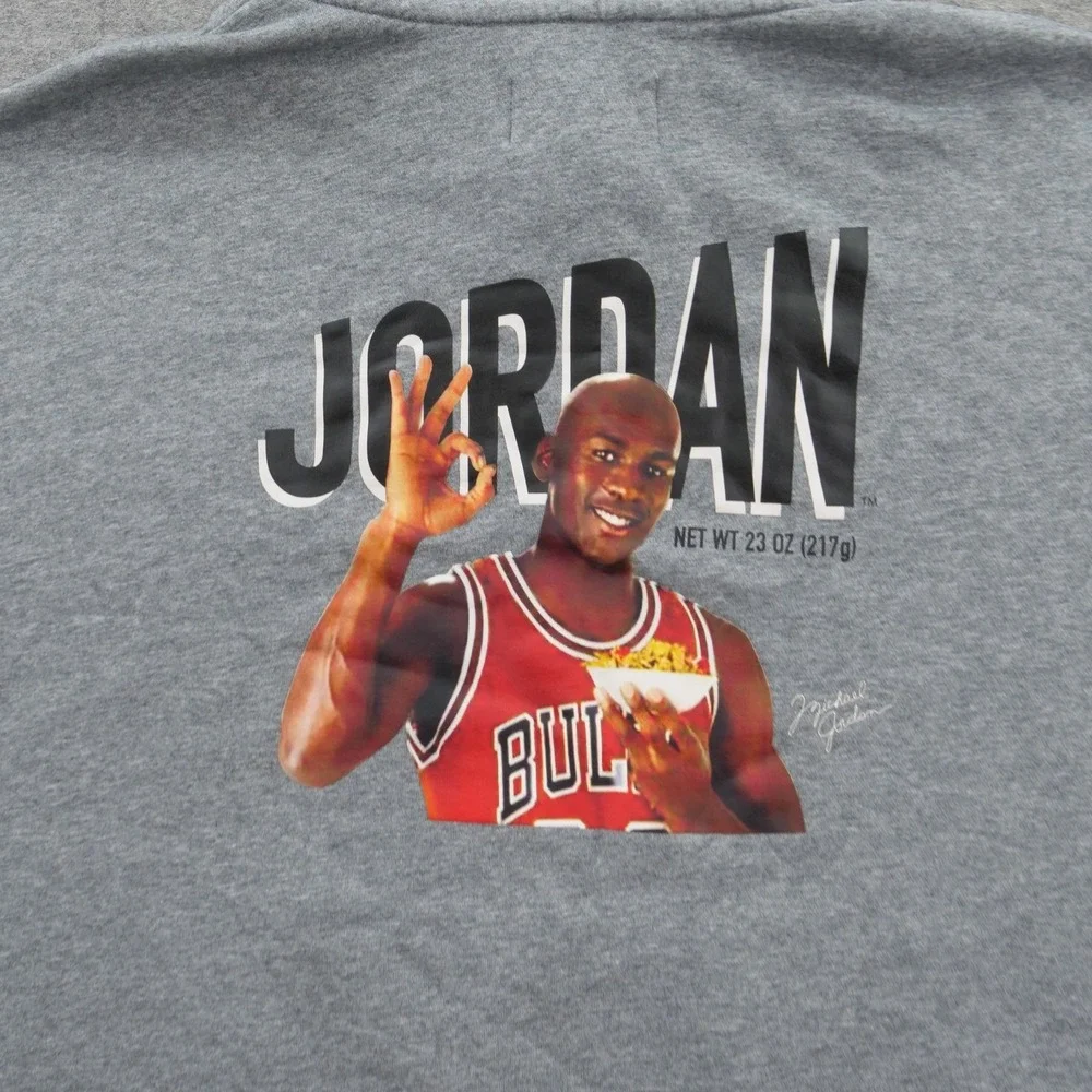 Jordan Hoodie Sweatshirt Mens Extra Large Gray Nike Jumpman Sleeve  Fleece DV759